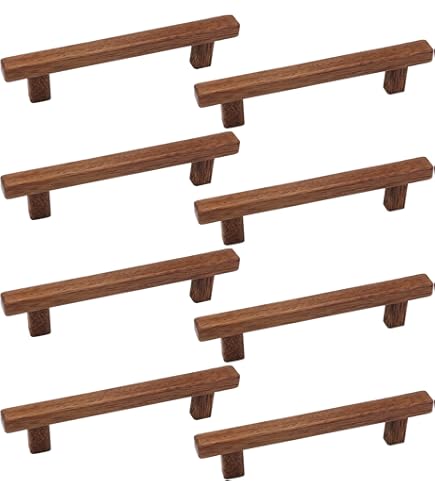 Savagrow 10-Pack Walnut Wood Cabinet Pulls - 3.78" Hole Center, Solid Wood Handles - View #9