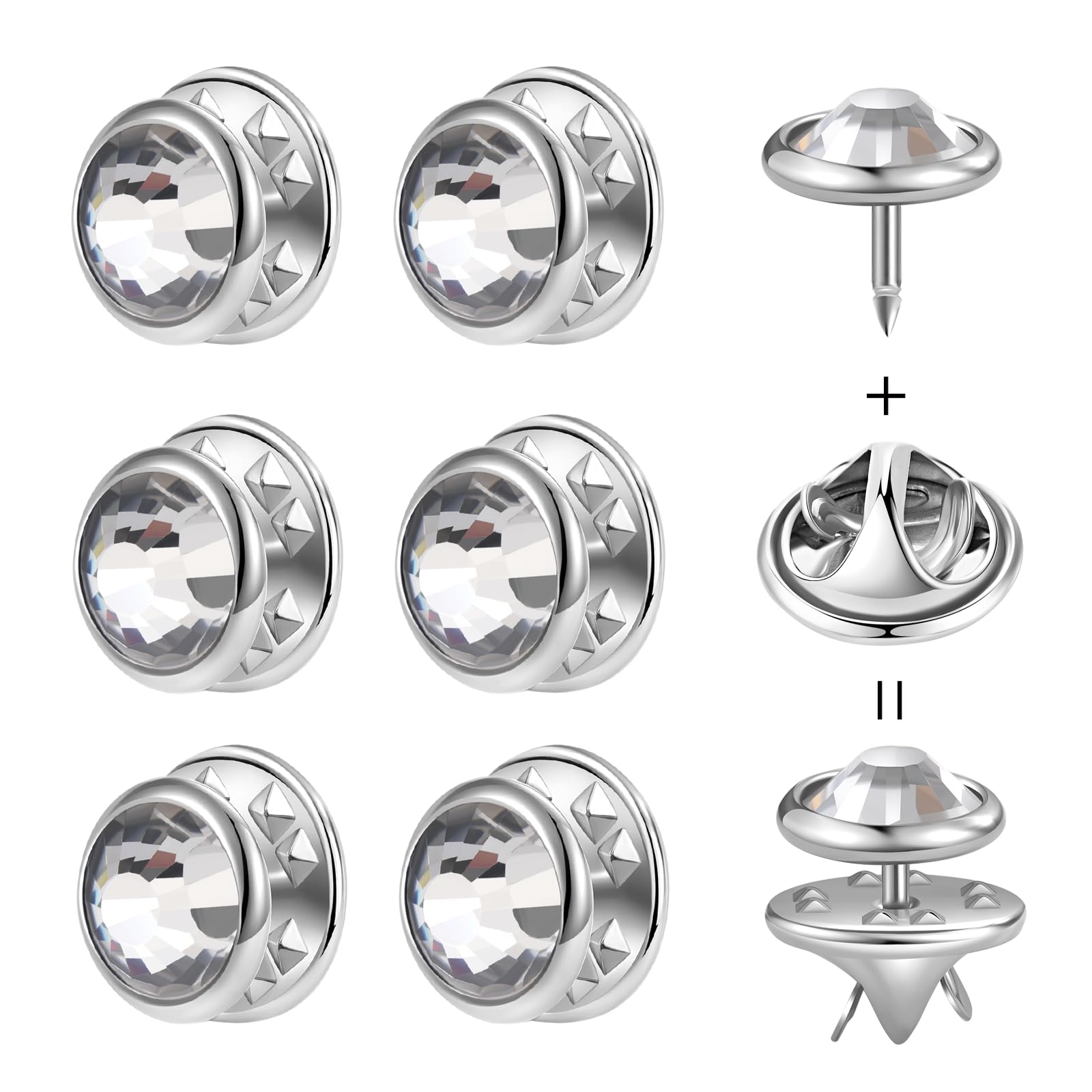 Photo 1 of ZLMCUJE 6 Pcs 10mm/0.39" Mini No Sew Crystal Buttons Anti Exposure Fixed Brooches Detachable Reusable Multi-Purpose for Clothes(Clear)