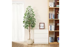 PISKOAN 6FT Artificial Ficus Tree,Fake Tree with Natural Wood Trunk and Lifelike Leaves,Faux Silk Ficus Tree with Sturdy Plastic Nursery Pot for Indoor Outdoor Home Decor Living Room Office Garden Gift