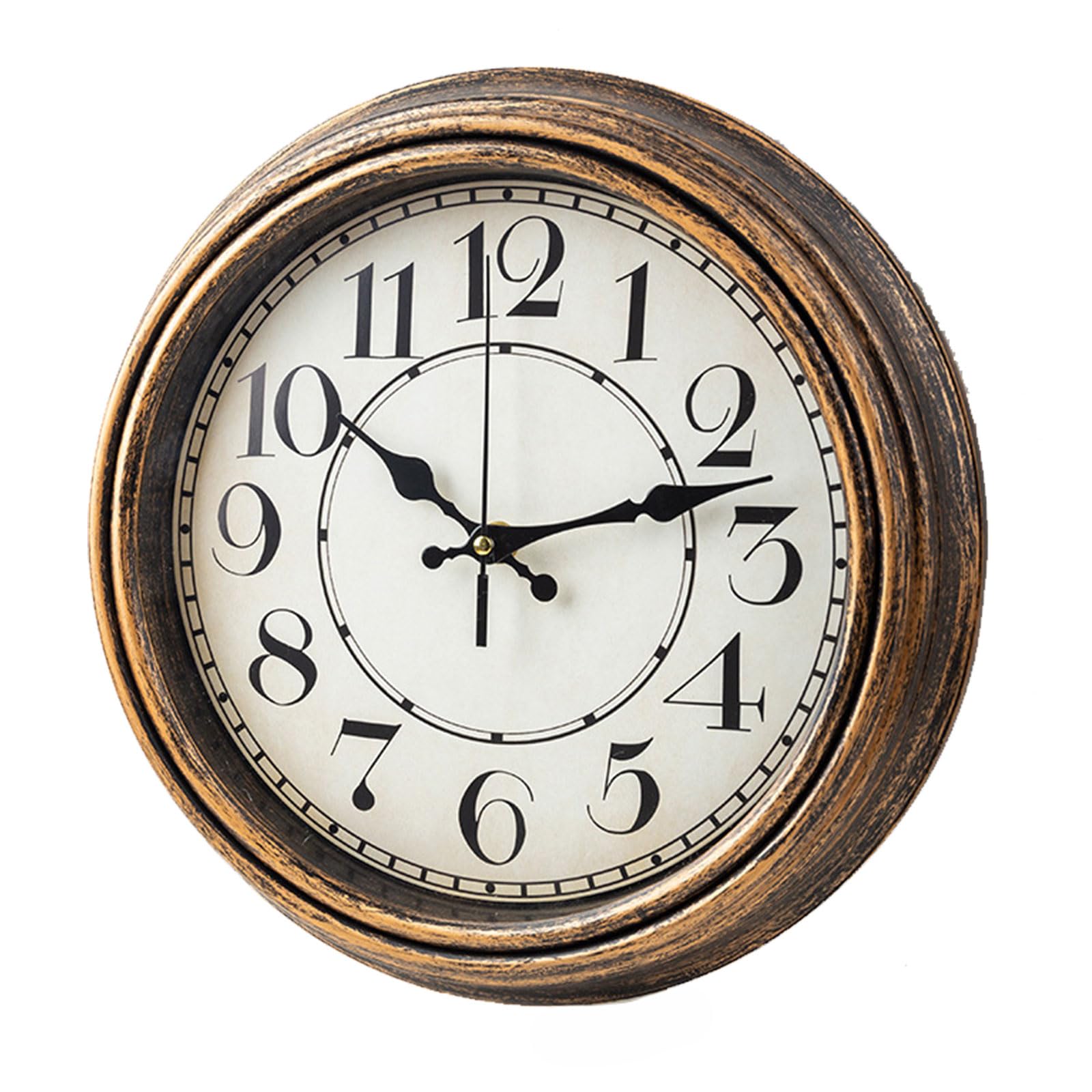 Photo 1 of Wesoke 30cm Wall Clock, 12 inch Retro Digital Wall Clock, Vintage Large Round Wall Clock Silent Non Ticking Battery Operated Quartz Easy to Read for Office,Classroom,Home,Bedroom,Kitchen, Gold