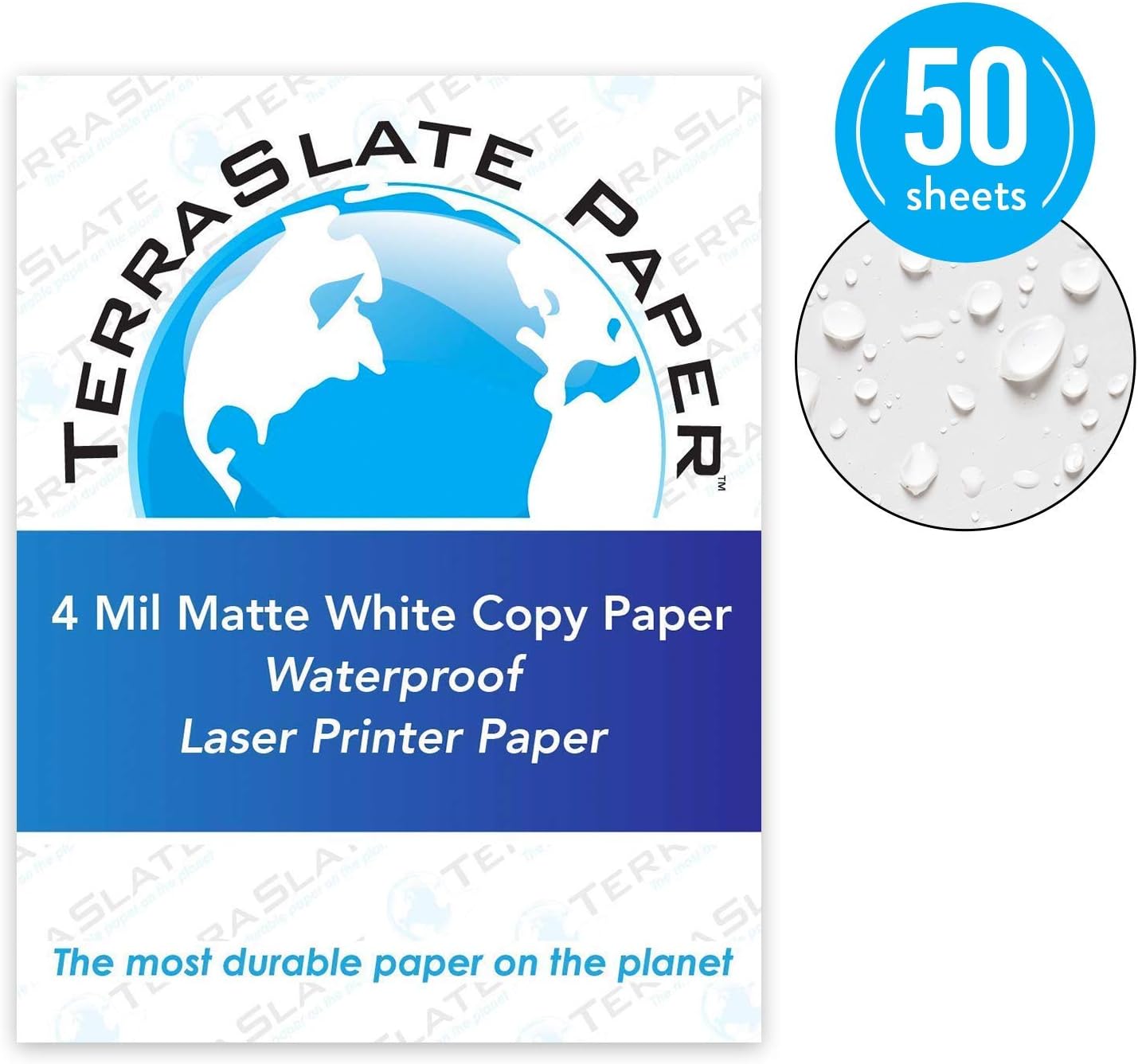 TerraSlate Copy Paper Waterproof Laser Printer, Rain Weatherproof, 5 MIL, 8.5x11-inch, 50 Sheets : Office Products