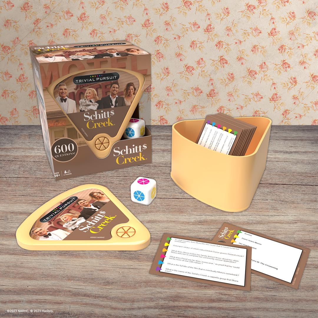 USAOPOLY Trivial Pursuit Schitt's Creek Edition | Trivia Game Questions from Schitt's Creek | 600 Questions & Die in Travel Container | Officially Licensed Schitt's Creek Game