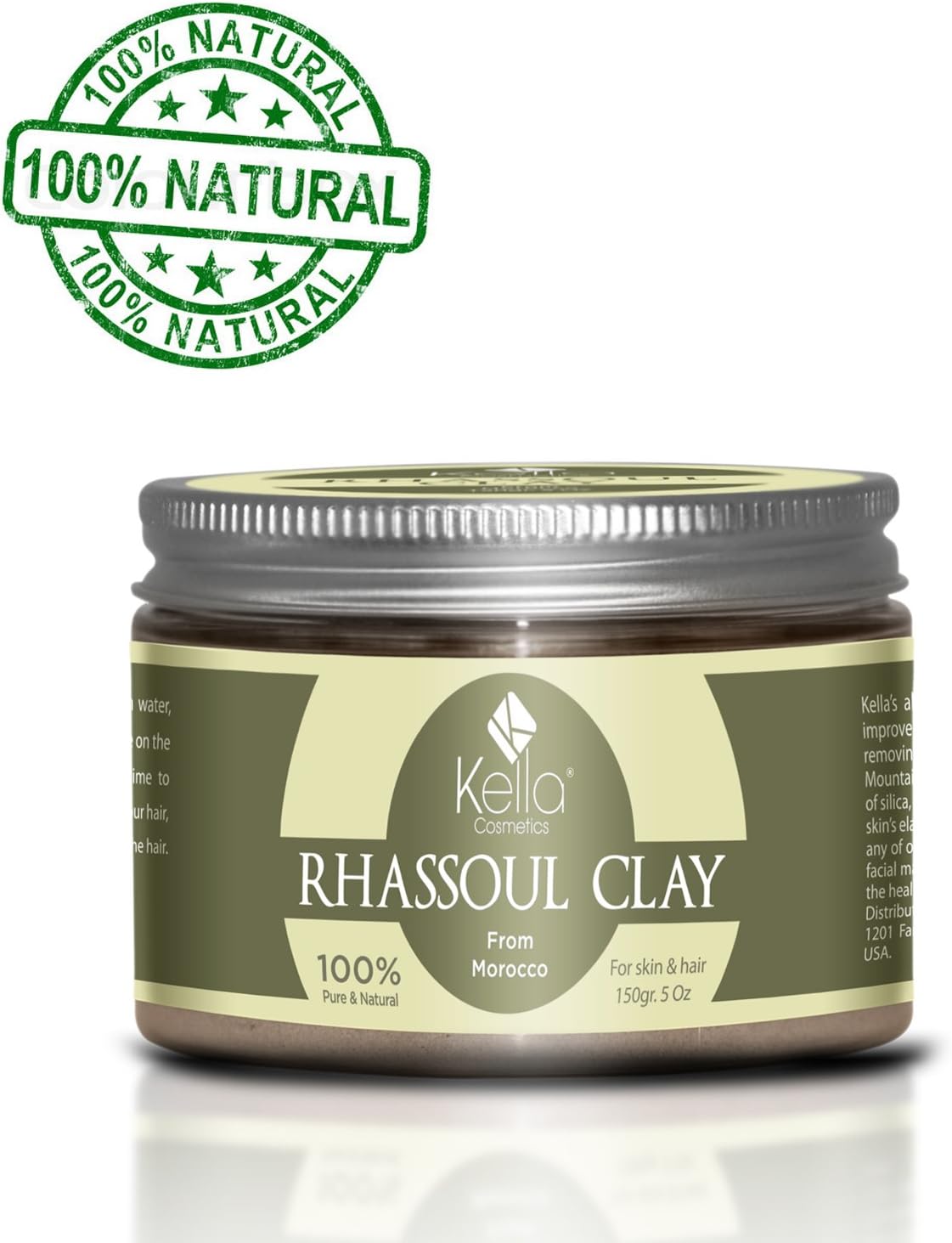 100% Natural Moroccan Rhassoul (Ghassoul) Clay. Facial & Hair Mask Deep Conditioner Treatment for Dry Damaged Hair. Organic Anti Aging Mask, Pore Cleanser & Natural Moisturizer. Dead Skin Remover - Premium Quality Suitable for All Hair and Skin Types Including Sensitive Skin. 100% Organic Never Tested on Animals and Free From Any Chemicals. Try It, Know the Difference.