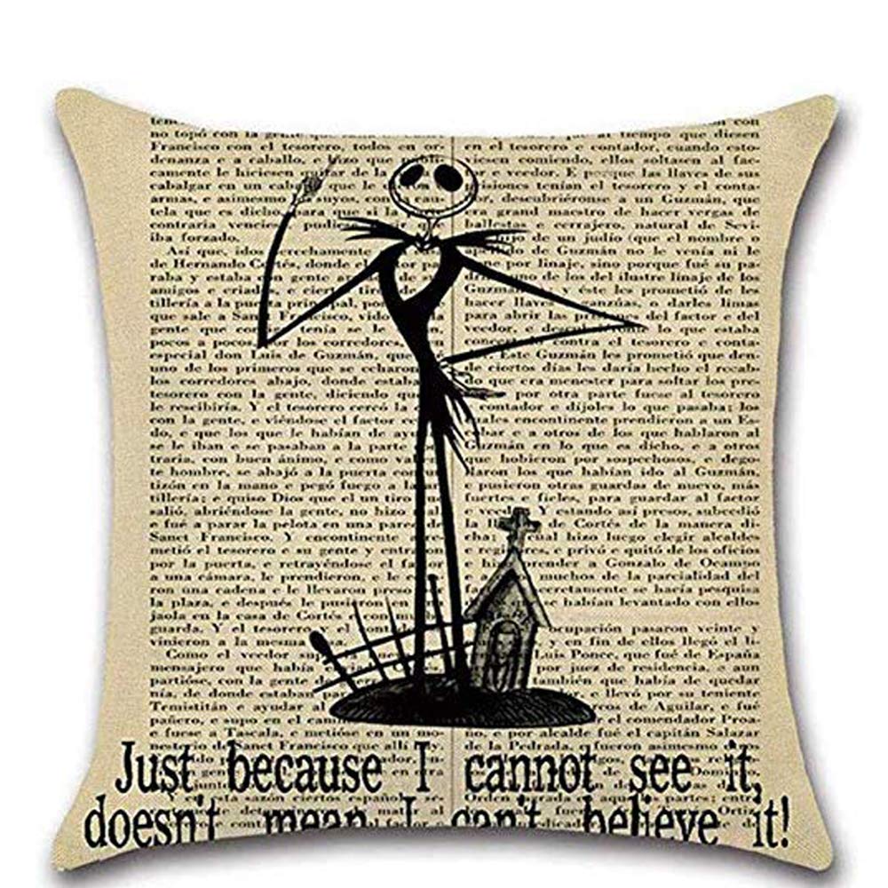 LoveHome Decor 4 Pack Halloween Decoration Series Throw Pillow Covers,Vintage Newspaper The Witcher Skull Pillow Case Cushion for Halloween Thanksgiving Christmas Autumn,Cotton Linen,18 x 18 inch