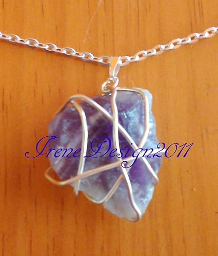 Silver Wrapped Amethyst Necklace by IreneDesign2011