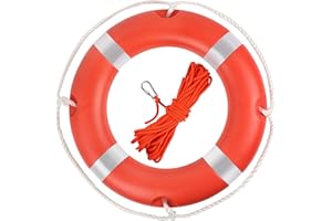 Life Ring,23 Inch/28 Inch Boat Safety Throw Rings with White Reflective Strip & Grab Lines,Life Preserver Ring Buoy for Pool 