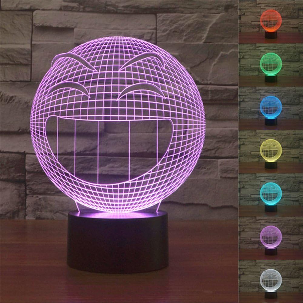 CNMKLM Emoji 3D Illusion Optical Lamps, Koreyoshi 7 Colors Touch Switch LED Night Light Bedroom Desk Table Lamp with USB Charger
