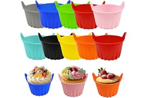 MYTOAU 10 Pcs Silicone Air Fryer Egg Molds,Reusable Non-Stick Silicone Mold,Nonstick Boiler Mold Cup,Microwave Egg Cups,Muffi