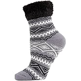 MeMoi Women's Aztec Fair Isle Plush Cabin Socks