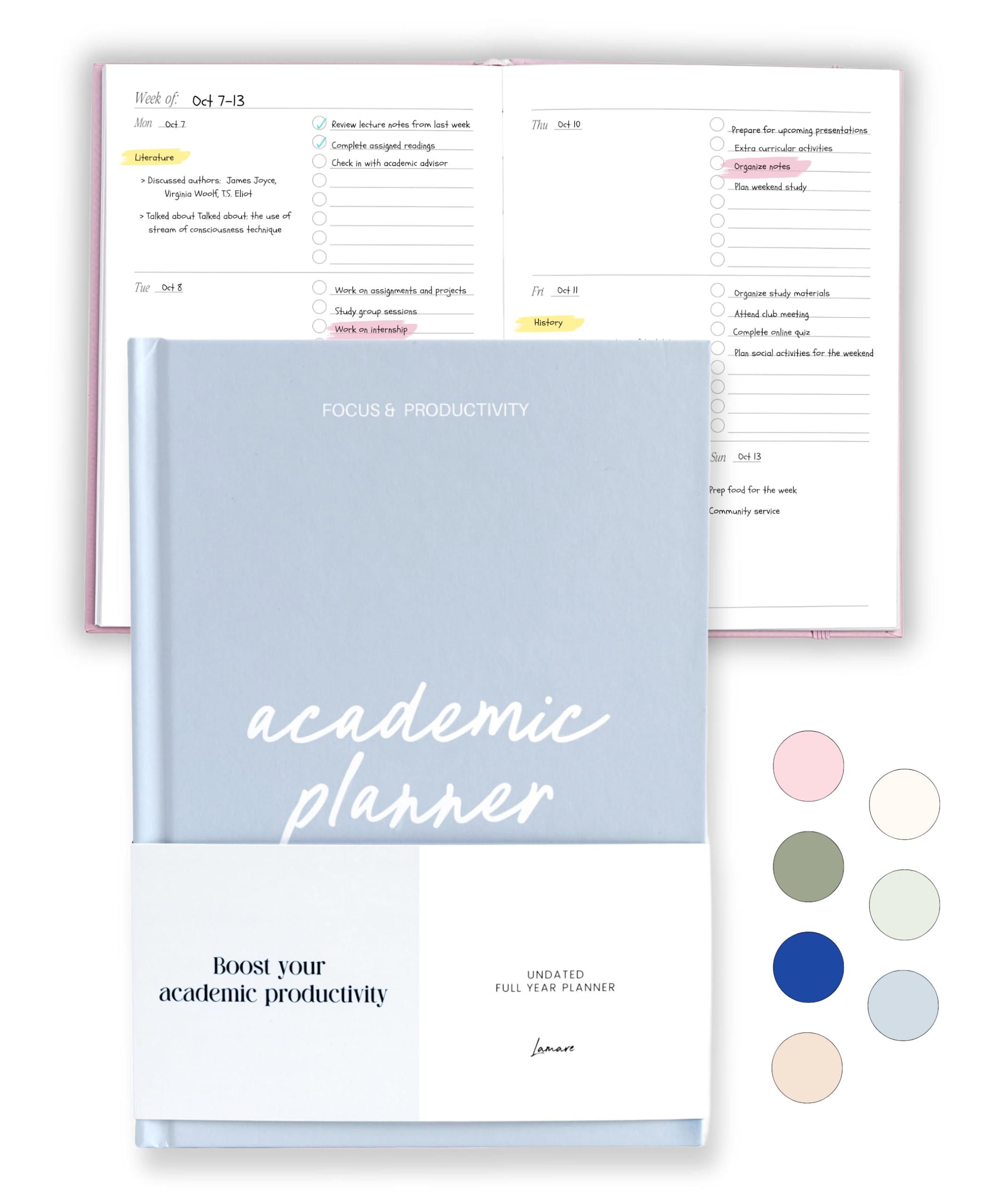 Photo 1 of Lamare Academic Planner 2025-2026 – Undated Weekly College Student Planner 2025-2026 For Homeschool, High School, College & Nursing Students