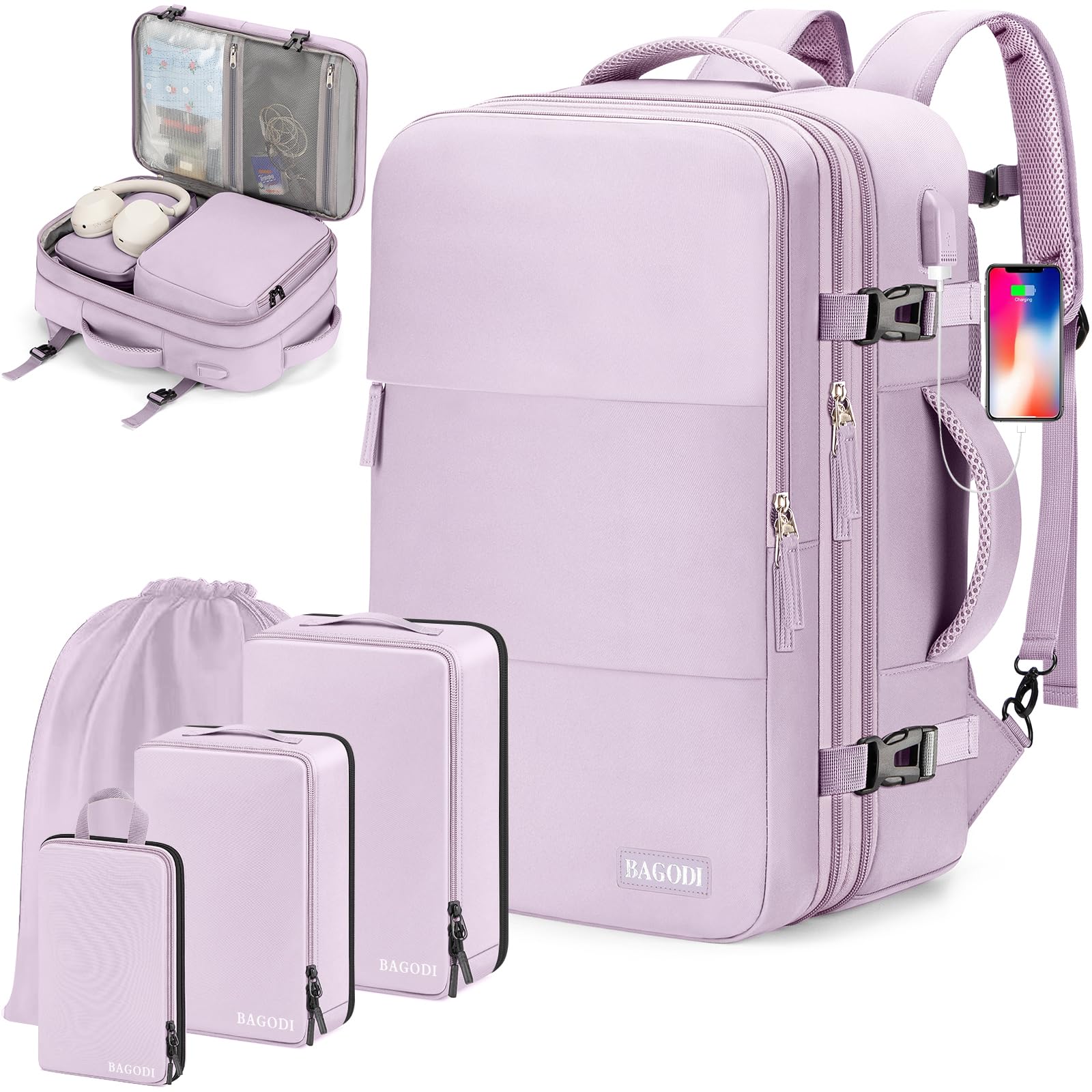 Photo 1 of ***MISSING BAGS*** BAGODI Carry On Backpack, 42L Flight Approved Travel Backpack for Men Women,Airline Approved Gym Backpack Waterproof Business Laptop Daypack Laptop Backpack,Casual Daypack for Business Weekend Hiking