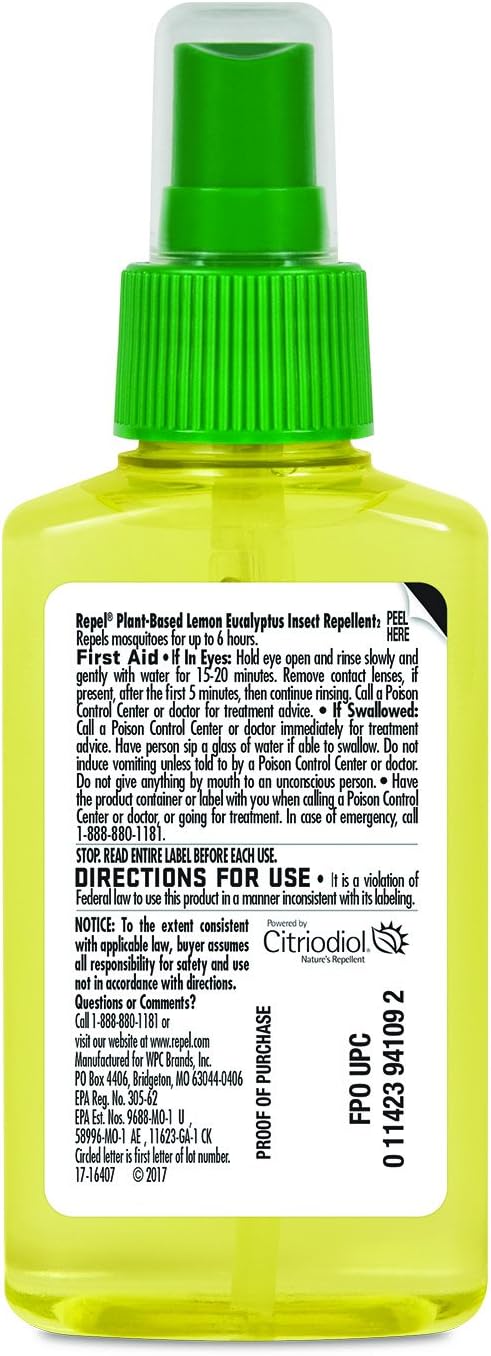 REPEL Plant-Based Lemon Eucalyptus Insect Repellent, Pump Spray, 4-Ounce, 6-Pack: Garden & Outdoor