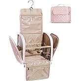 BAGSMART Travel Toiletry Bag, Large Capacity Cosmetic Bags for Women with Hanging Hook, Water-resistant for Toiletries Accessories Brushes Sponge, With Handle