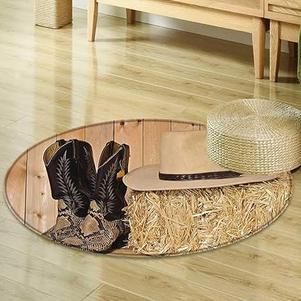 Amazon Com Mikihome Non Slip Round Rugs Western Decor