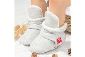 Baby Boys Girls Booties with Anti-Skid Bottom Cozy Winter Warm Socks Slippers Toddler Soft Sole Crib Shoes