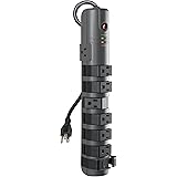 Belkin 8-Outlet Pivot-Plug Power Strip Surge Protector With 6ft Cord and Telephone Protection, 1800 Joules, Gray