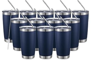 COMOOO 20oz Double Wall Vacuum Insulated Travel Mug Bulk Stainless Steel Tumbler with Lid and Straw Durable Powder Coated Ins
