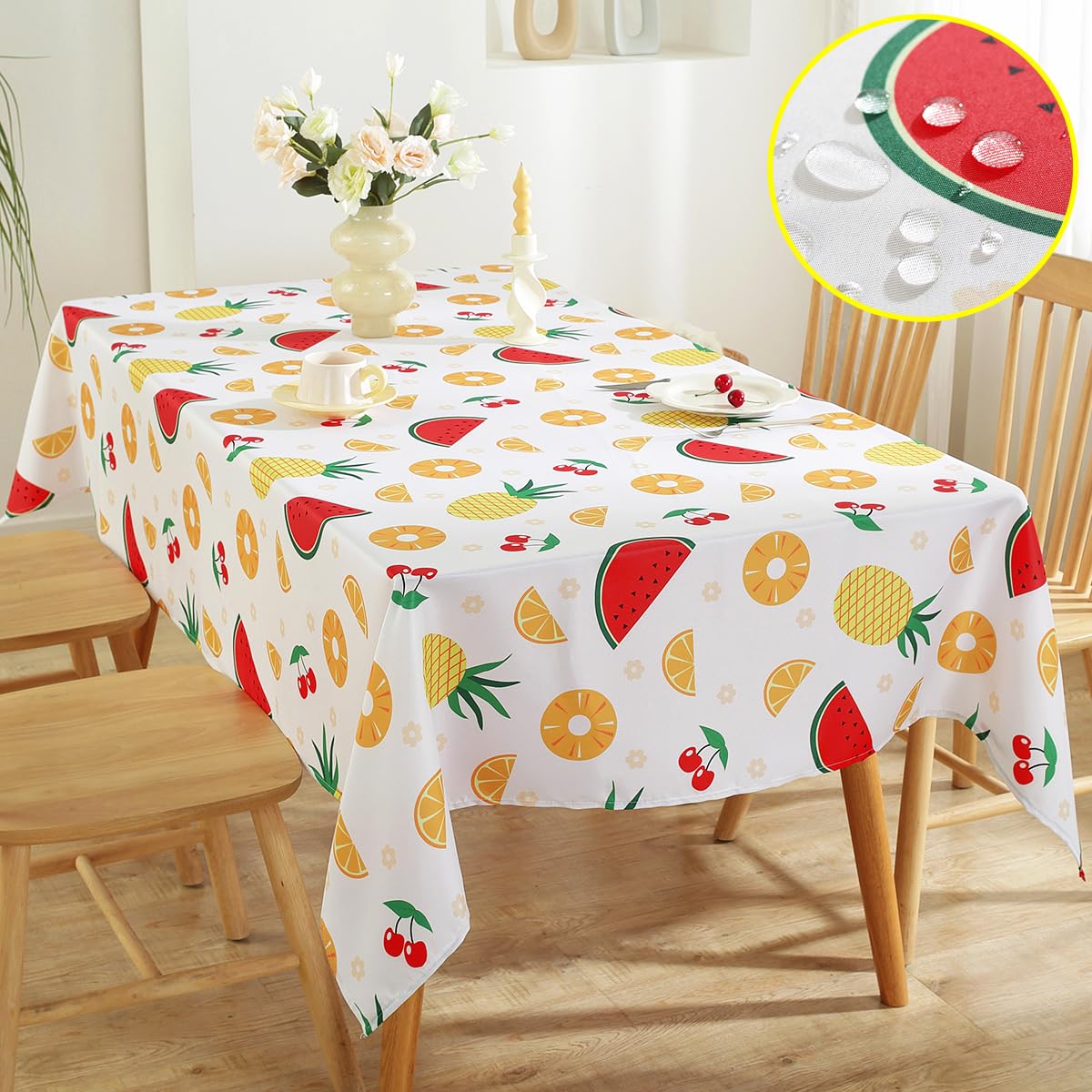 Photo 1 of SASTYBALE Summer Tablecloths for Rectangles Tables, Spill Proof Indoor Outdoor Table Cloth with Watermelon Prints, Washable Table Cover for Party, Picnic, Dinner Decor (Rectangle, 60" x 84")