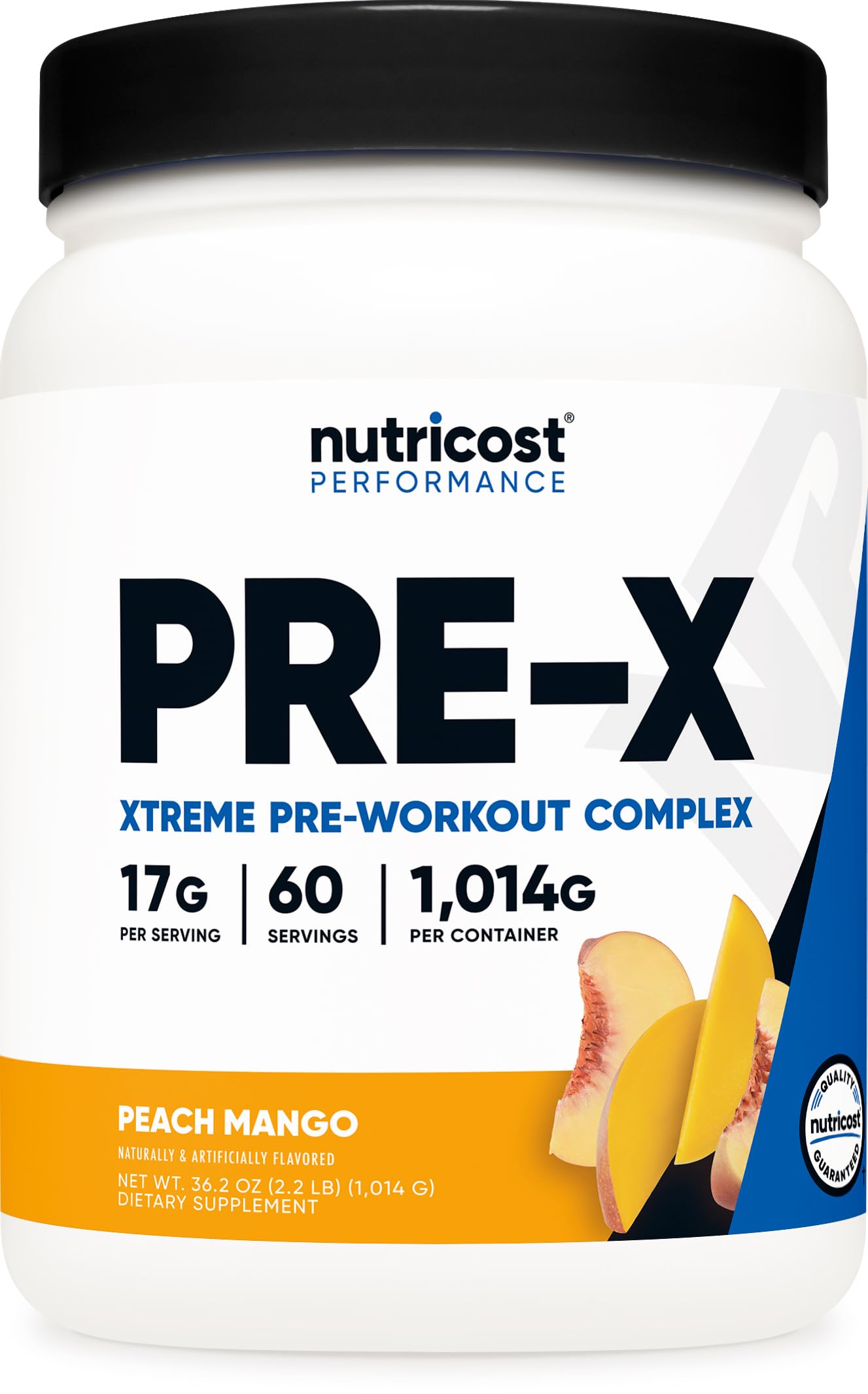 Nutricost Pre-X Xtreme PreWorkout Powder Complex, Peach Mango, 60 Servings, Vegetarian, Non-GMO and Gluten Free