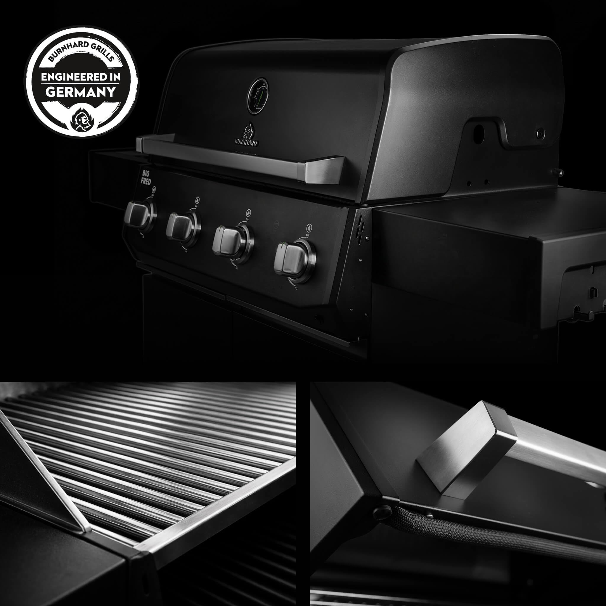 BURNHARD® Gasgrill 4-Brenner, 15 kW Leistung, 4 Edelstahlbrenner 6