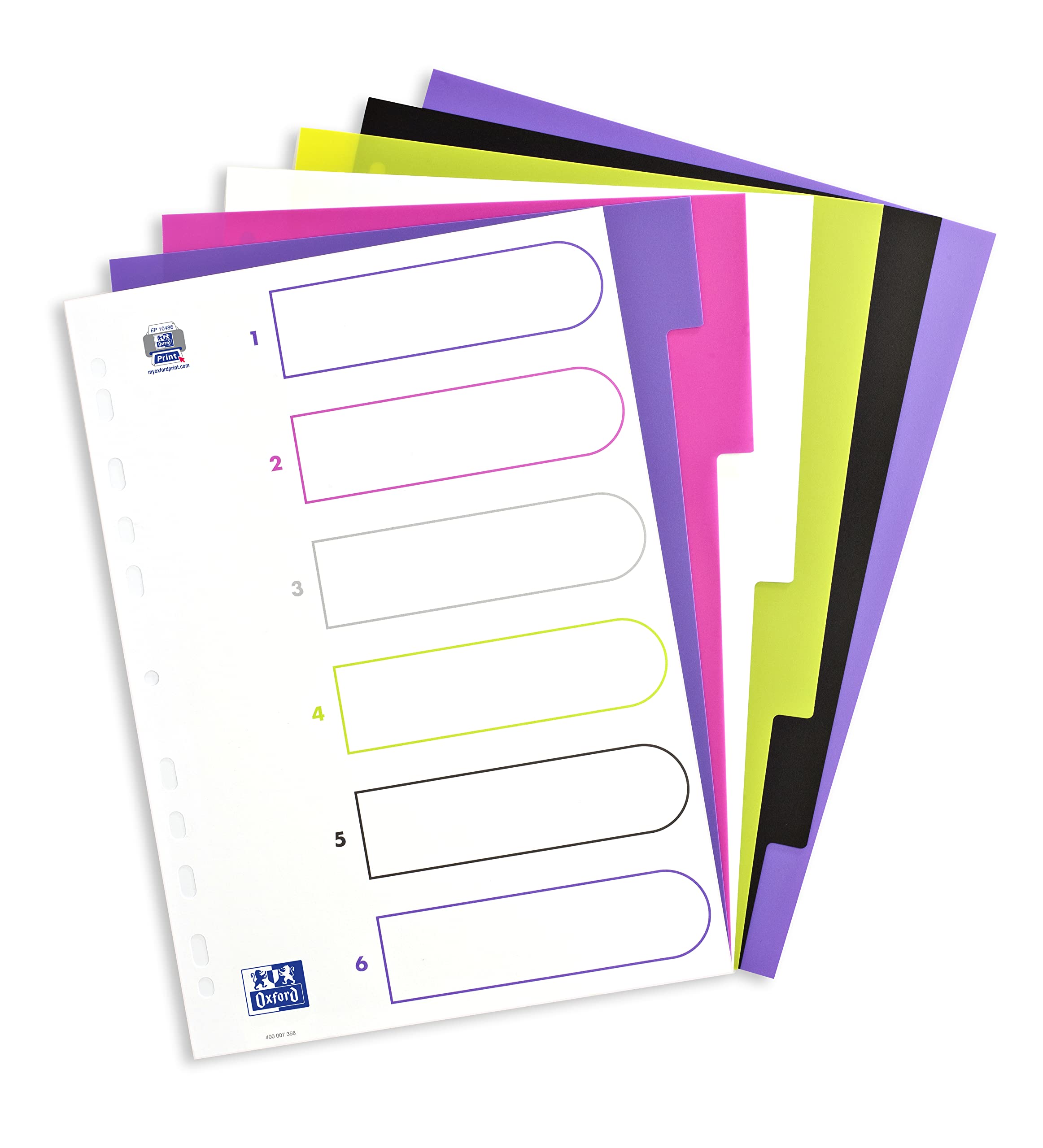 Elba My Colour Document Dividers 6 Tabs Assorted Colours