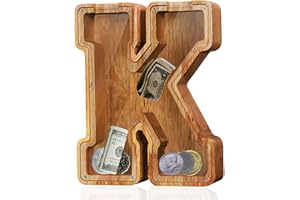 FAO THUOFYR Personalized Large Wooden Kids Letter Piggy Bank - Piggy Bank for Boys-Piggy Bank Girls,Piggy Bank,Piggy Bank for Kids Coin Bank Birthday Gift for Kids,Piggy Banks for Kids Adults Alphabet