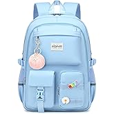 abshoo Big Student Laptop Backpack For College Women Middle High School Teen Girls Bookbag Travel Daypack (Light Blue)