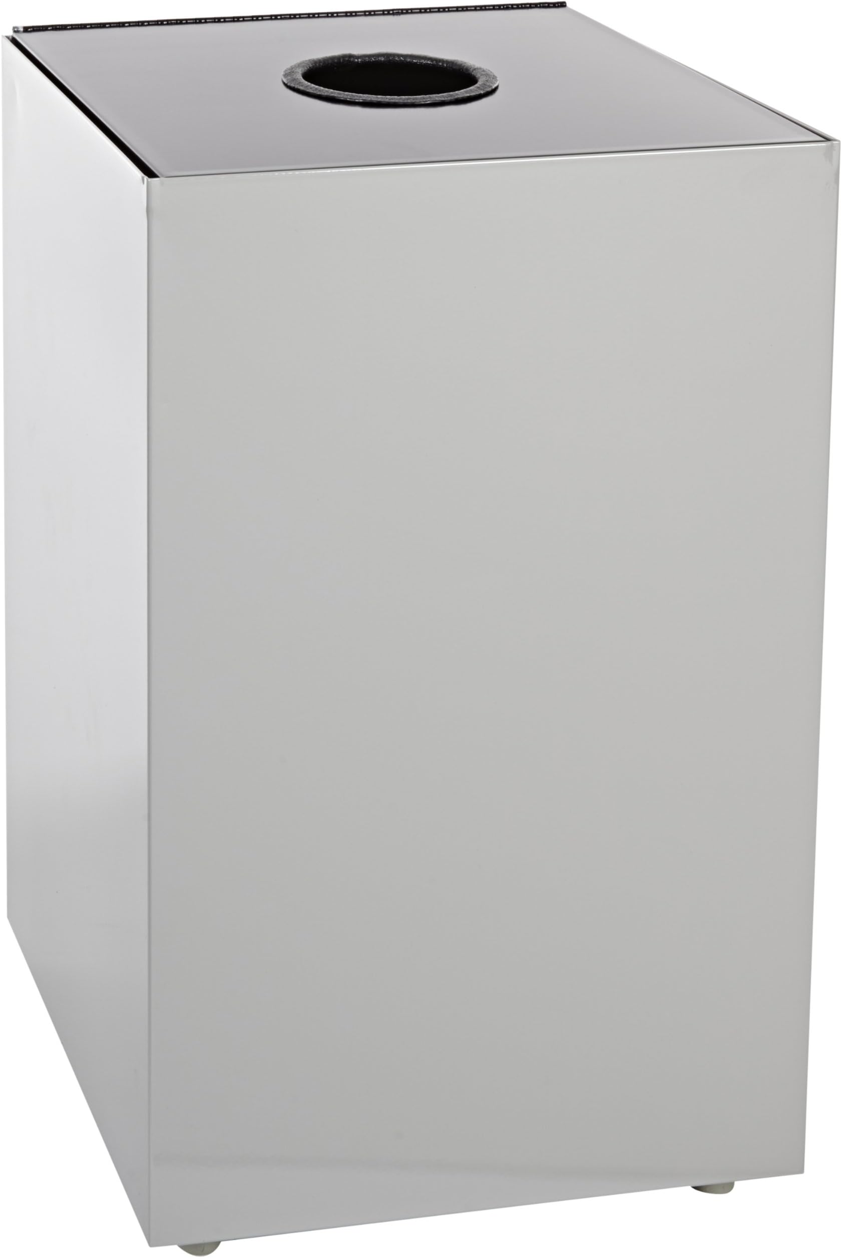 Witt Industries 28GC01-SL Steel 28-Gallon Geo Cube Recycling Container, Round Opening, Legend "Cans", Square, 15" Width x 15" Depth x 28" Height, Slate