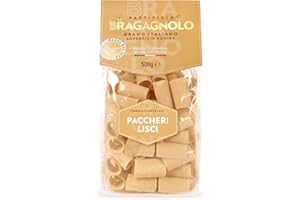 Pastificio Bragagnolo, Paccheri Lisci 878 Bronze-Drawn, 100% Italian Pasta, Made with Durum Wheat Semolina Flour, Non GMO (1 LB. BAG) - Consistently al Dente.