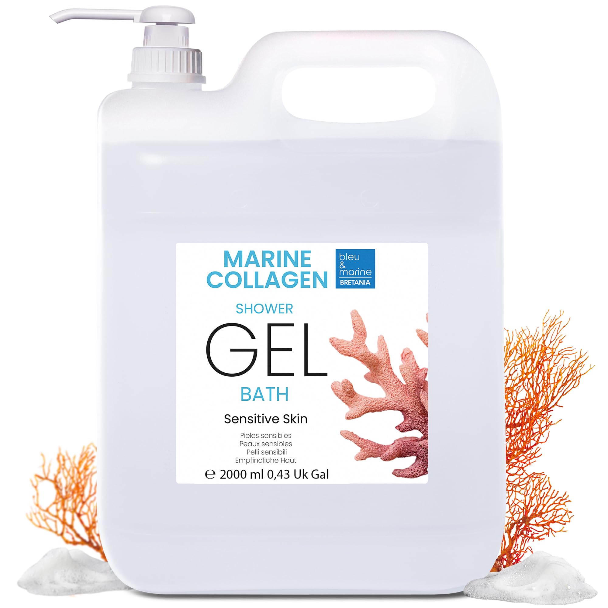 Extra Gentle Collagen Pearl Shower Gel Triple Action: Face Wash, Body Wash and Shampoo. Firming and Anti Aging Effect. Atopic, Sensitive and Dry Skin Care - 2000 ml