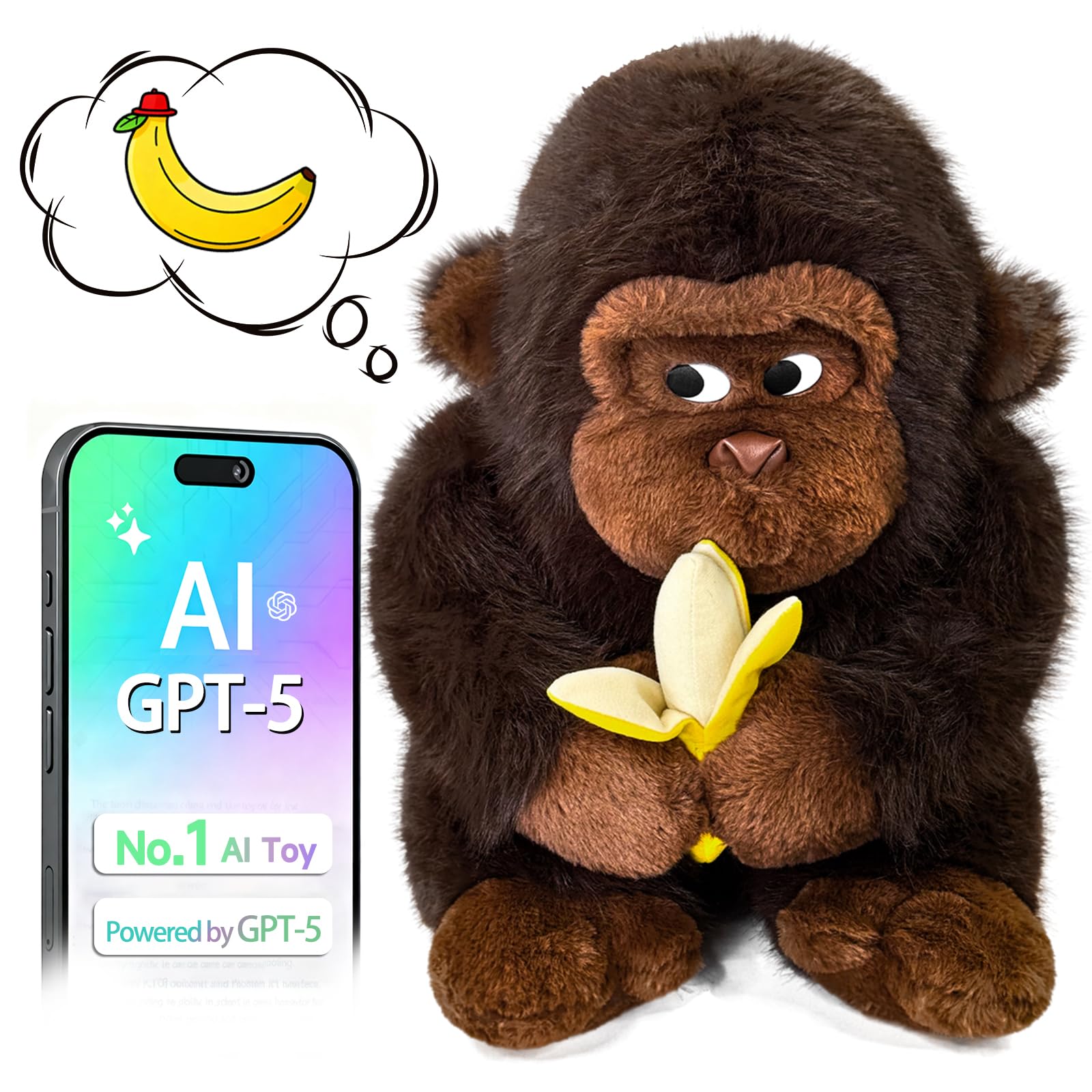Photo 1 of AI Talking Interactive Toy Figure, ChatGPT Large Smart Stuffed Animal Gorilla with Real Time Voice, Educational Companion Toy for Girls and Boys,Christmas Gift for Kids,Seniors & Elderly.