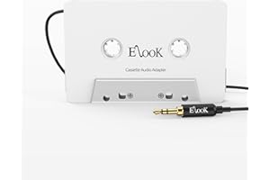 Elook Car Cassette Aux Adapter, 3.5mm Universal Audio Cable Tape Adapter for Car, Phone, MP3 ect. White