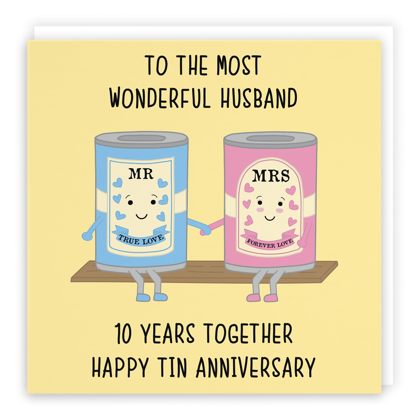 Hunts England - Husband 10th Anniversary Card - To The Most Wonderful Husband - 10 Years Together - Happy Tin Anniversary - Iconic Collection — image 1