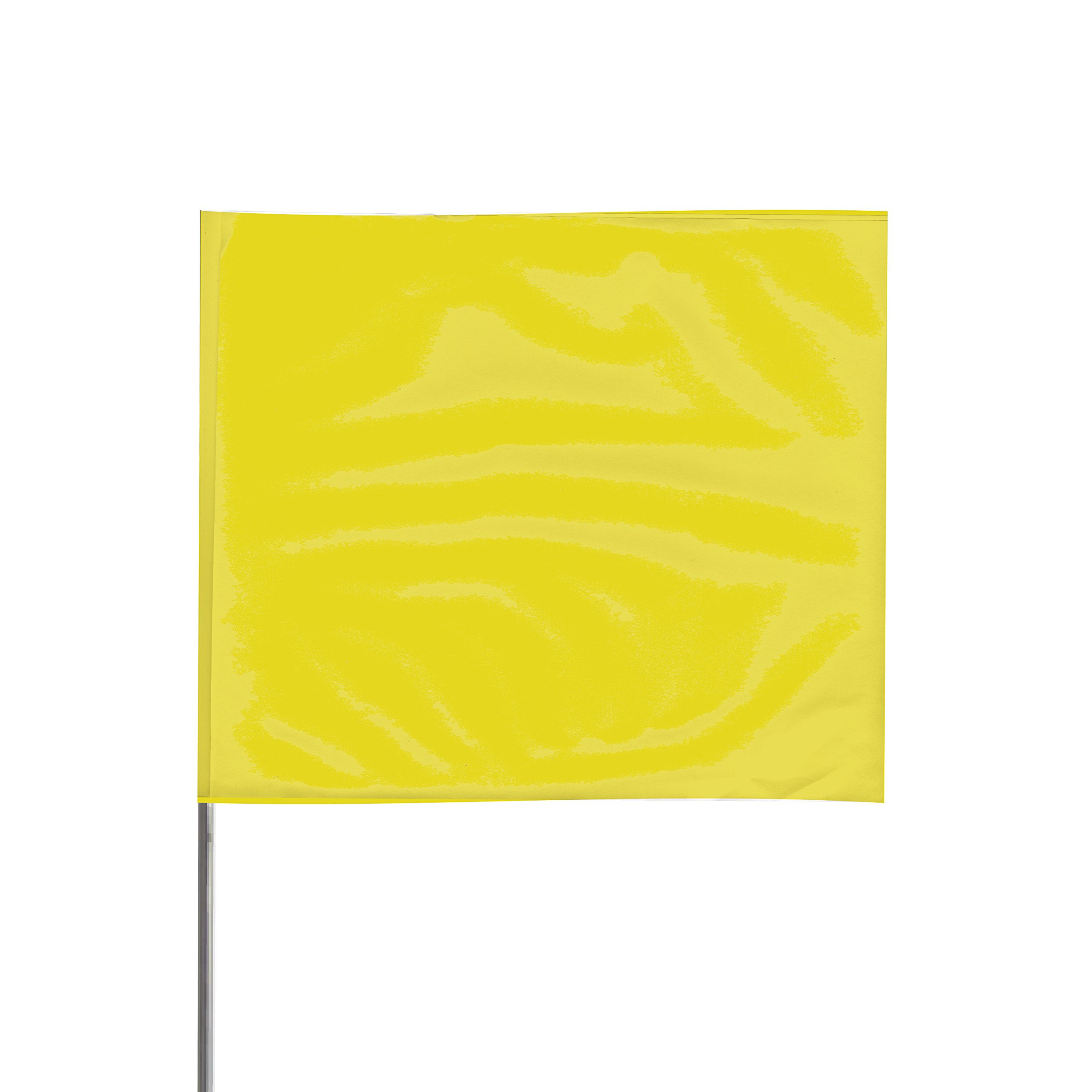Presco 15 in. Steel Wire Staff Marking Flags 2.5 in. x 3 in. Flag, 2 in. x 15 in. (Yellow) / 12-flags