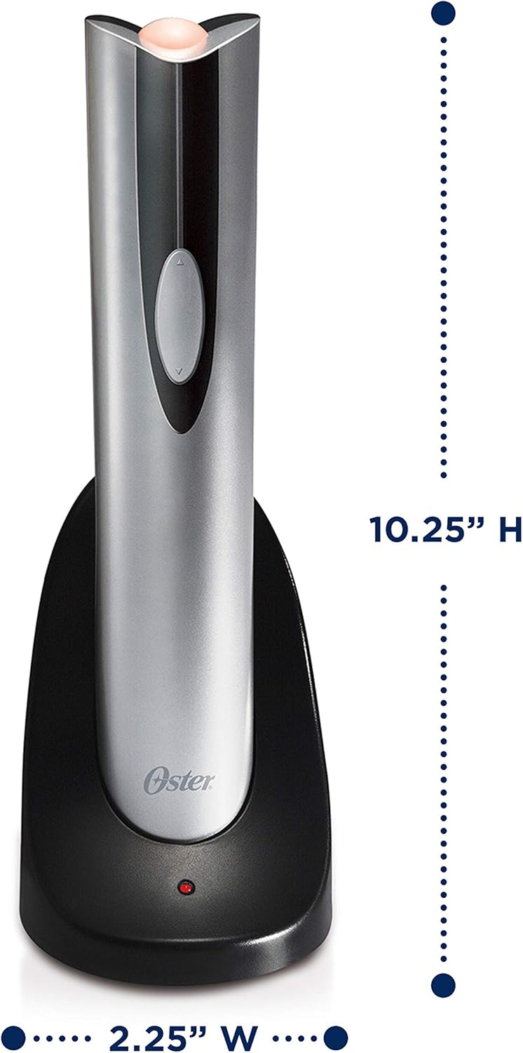 Oster Cordless Electric Wine Bottle Opener with Foil Cutter, FFP - FPSTBW8207-S-AMZ, Silver, One: Kitchen & Dining