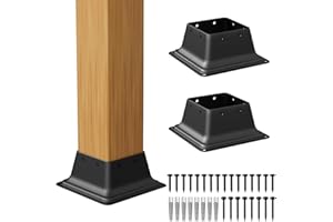 SPACEEUP 4x4 Post Base Black Square Brackets 3PCS Internal Size 3.5 x 3.5 Inch Heavy Duty Steel Deck Post Base Cover Fit for 4 x 4 Standard Wood Post Anchor Deck Base Plate