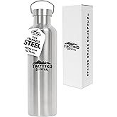 Tactiko Survival 1000ml / 34 oz Insulated Stainless Steel Wide Mouth Water Bottle, Double Wall Insulation - Leakproof, BPA-Free with Cleaning Brush for Camping, Hiking, Outdoor Prep