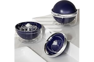 AKIMRABY Denture Case Retainer Cleaner Case, Portable Retainer Case for Travel, Denture Bath Case with Strainer Basket, Denture Cups for Soaking Dentures, Clear Braces, Mouth Guard & Retainers - Blue