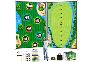 AETISY Golf Chipping Game Mat Double Sided,54 pcs Golf Game Set with 6×5 FT Golf Practice Mat,Outdoor Indoor Hitting Games for Adults & Kids,Home Backyard Garage Game, for Family Gatherings