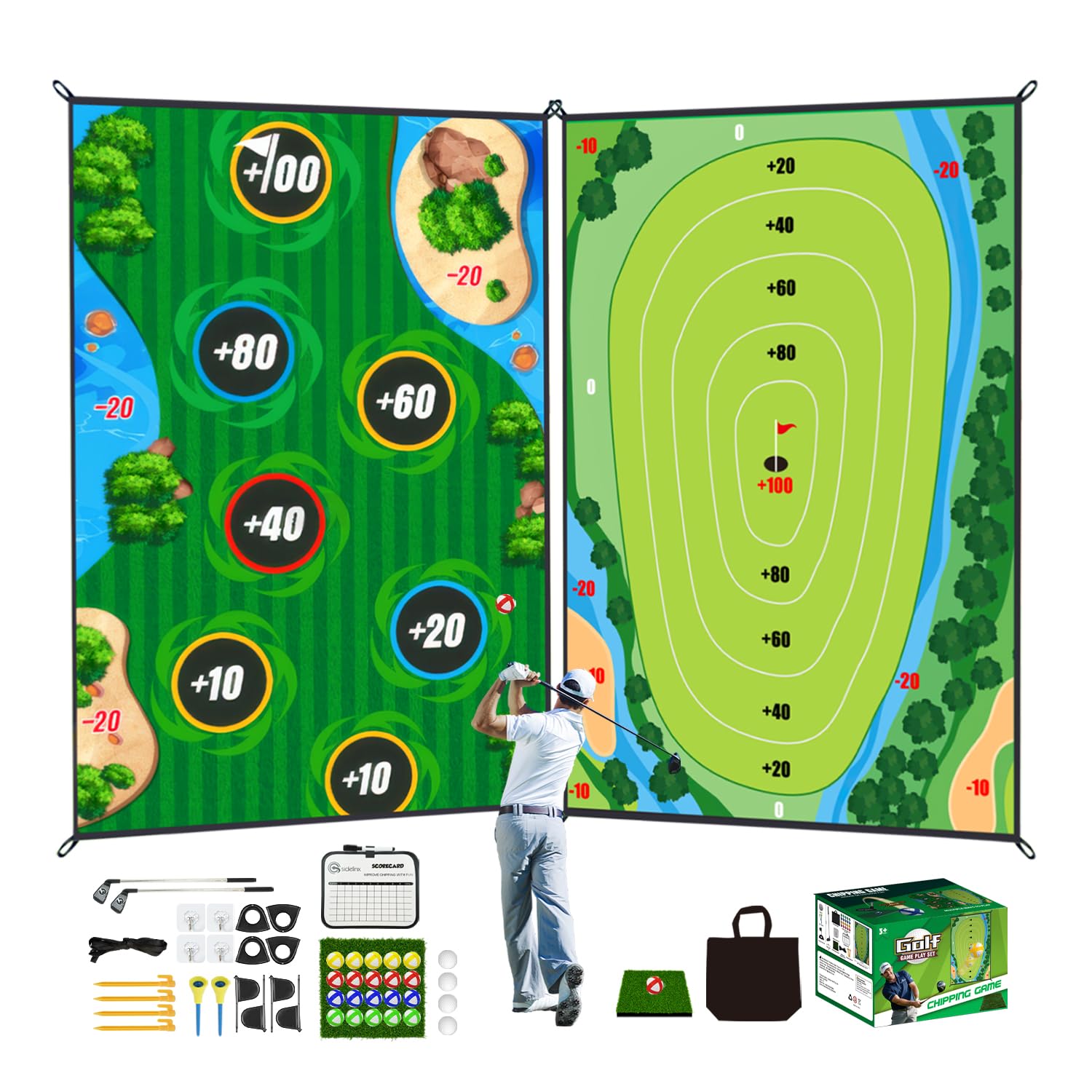 Photo 1 of **MISSING PARTS**
AETISY Golf Chipping Game Mat Double Sided,54 pcs Golf Game Set with 6×5 FT Golf Practice Mat,Outdoor Indoor Hitting Games for Adults & Kids,Home Backyard Garage Game, for Family Gatherings