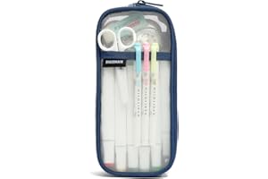 SPACEMATE Pencil Case Pouch Bag School Supplies for Girls and Boys, Clear Mesh Aesthetic Pen Case, Large Big Capacity Zipper Stationery Bag for Women Men Adults, Blue, 1000ml