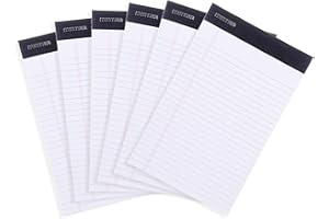 Mintra Office Legal Pads - ((BASIC WHITE 6pk, 5in x 8in, NARROW RULED))