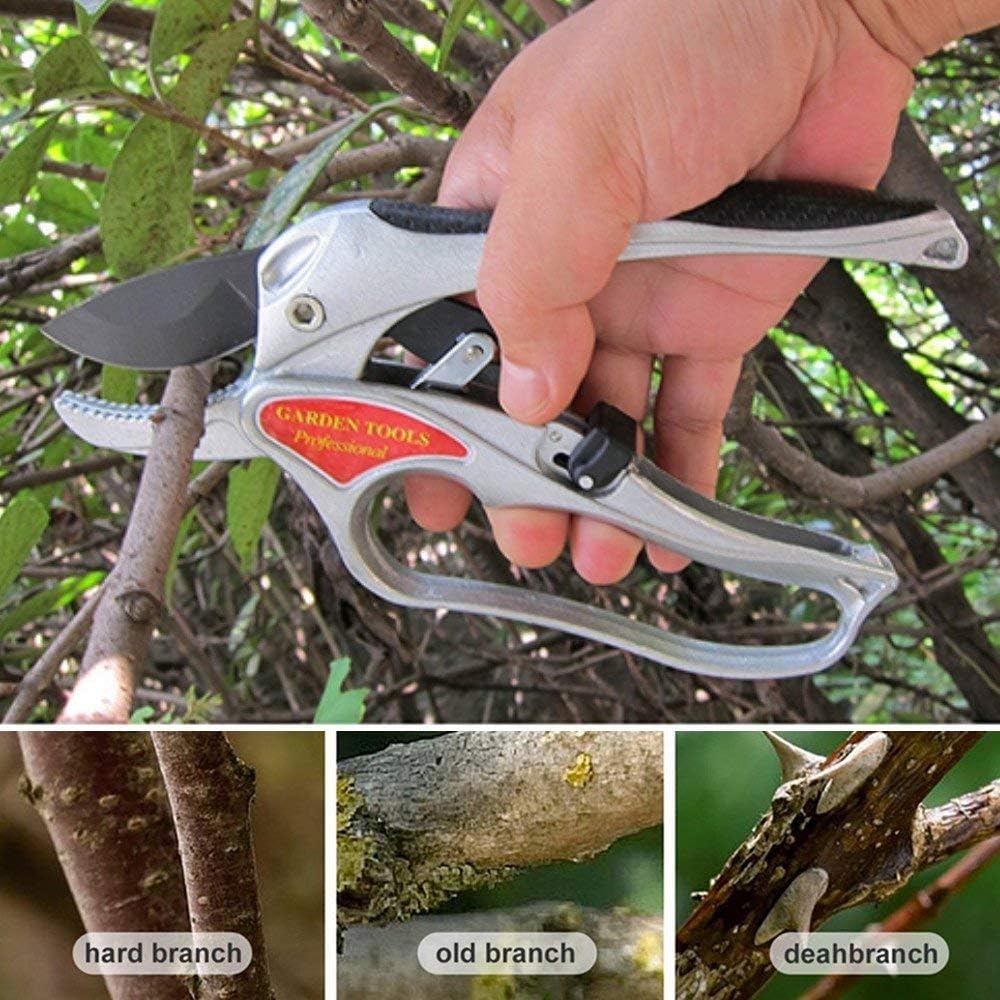 Ratchet Secateurs, Ergonomic Heavy Duty Garden Scissors Pruner Sharp SK5 Blade Lightweight Pruning Shears for Trees Plants - Image 3