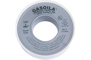 Gasoila PTFE Thread Seal Tape – Professional-Grade, 1/4 Inch x 260 Inch, High-Density Thread Tape for Plumbing, HVAC, Gas Lines, Water Pipes, and Air Compressors – Leak-Proof Seal, Non-Toxic