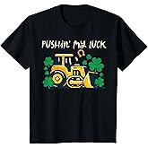 Kids St Patricks Day Bulldozer Saint Paddys Construction Boys Kid T-Shirt