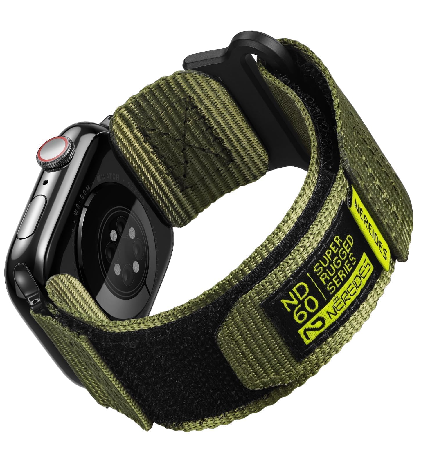 Photo 1 of Nereides Compatible with Apple Watch Series 11 Band Series 10/9/8/7/6/5/4/SE/SE2/SE3/Ultra 3/2/1, Nylon Sports Strap with Woven Design for 49mm/46mm/45mm/44mm (L, Army Green)