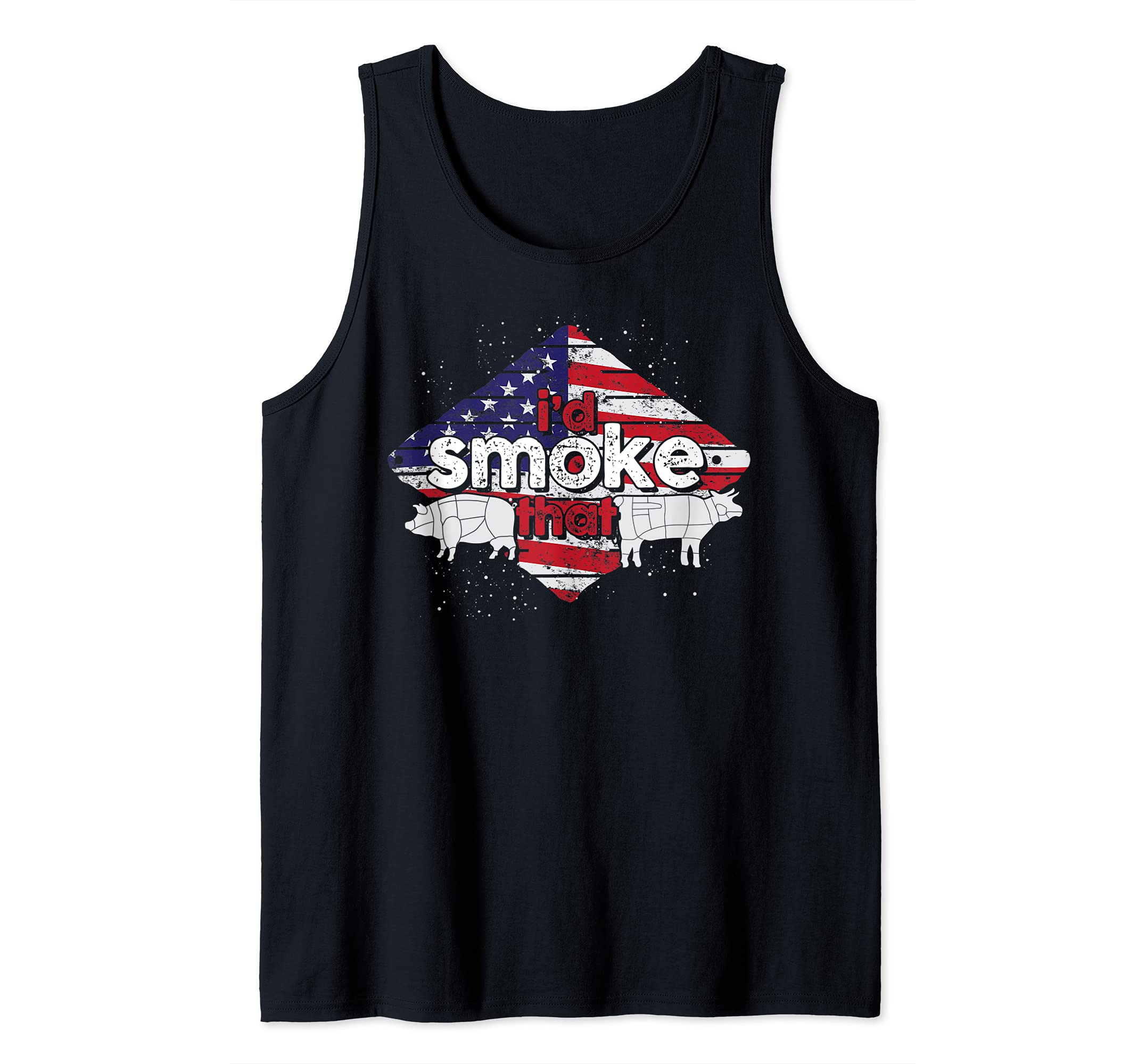 Grilling BBQ Meat USA Flag Id Smoke That Funny Barbecue Tank Top