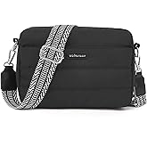 Puffer Crossbody Bags for Women, Lightweight Quilted Puffer Shoulder Bag, Cross Body Purse with Guitar Wide Strap Fit