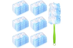 LYASILGC Duster Refills,30 Count 180 Heavy Duty Dusters Refills,Multi Surface Heavy Duty Feather Dusters Kit for Cleaning Kitchens,Bedrooms, Bathrooms,Studies,Cars,Furniture, Blinds (30, Blue,Without Handle)