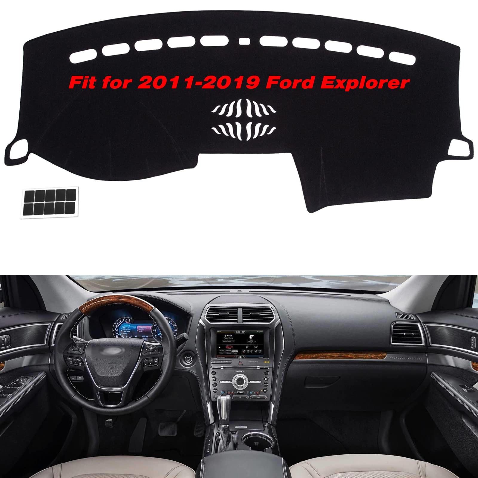 Photo 1 of KEYOOG Dashboard Cover Dash Mat Fit for Fo-rd Explorer 2019-2011 (Without HUD Models),Car Dash Board Mat Anti-Glare Carpet,Non-Slip Pad Sunshield Protector (Black)
